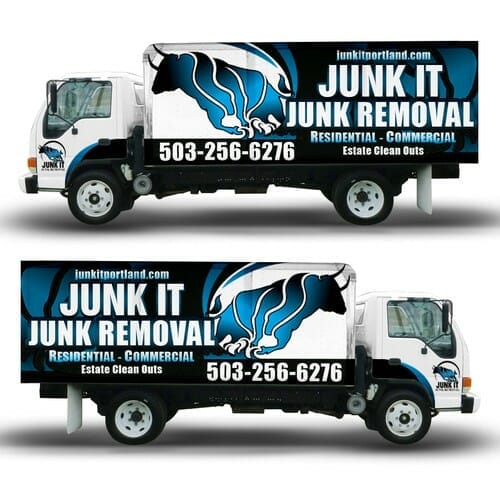 example of a junk removal truck wrap from 99 designs