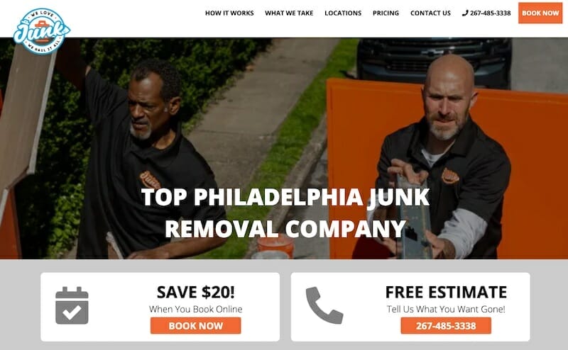 example of junk removal marketing with a professional website